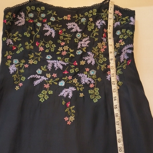 INC International Concepts Strapless Black Dress with Floral Embroidery - Picture 5 of 10